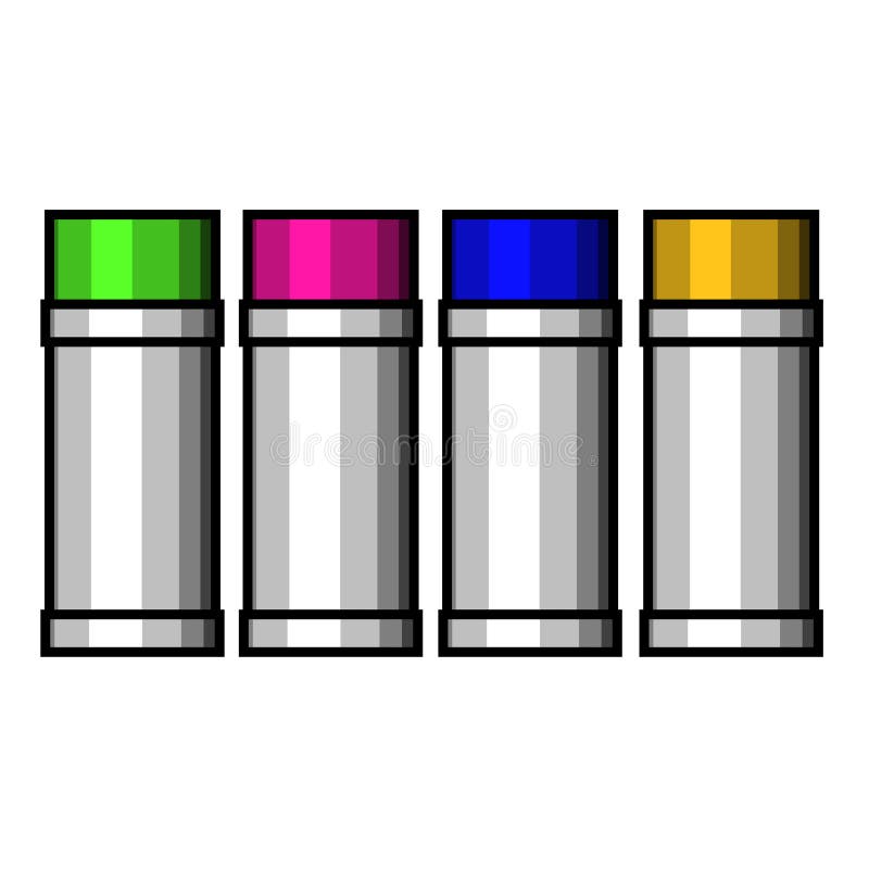 Colored illustrations of spray-cans on a white background. Colored illustrations of spray-cans on a white background