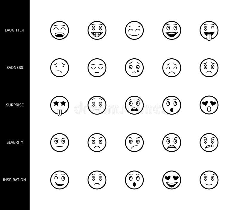 Emoticons line icons face emotion expression linear symbols logo illustration emoji smiley cartoon character mood graph laughter surprise sadness severity reaction vector set. Emoticons line icons face emotion expression linear symbols logo illustration emoji smiley cartoon character mood graph laughter surprise sadness severity reaction vector set