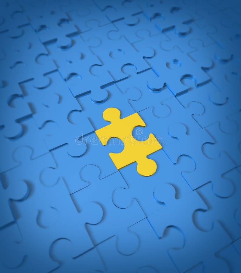 Jigsaw puzzle with yellow blue pieces representing connections. Jigsaw puzzle with yellow blue pieces representing connections.