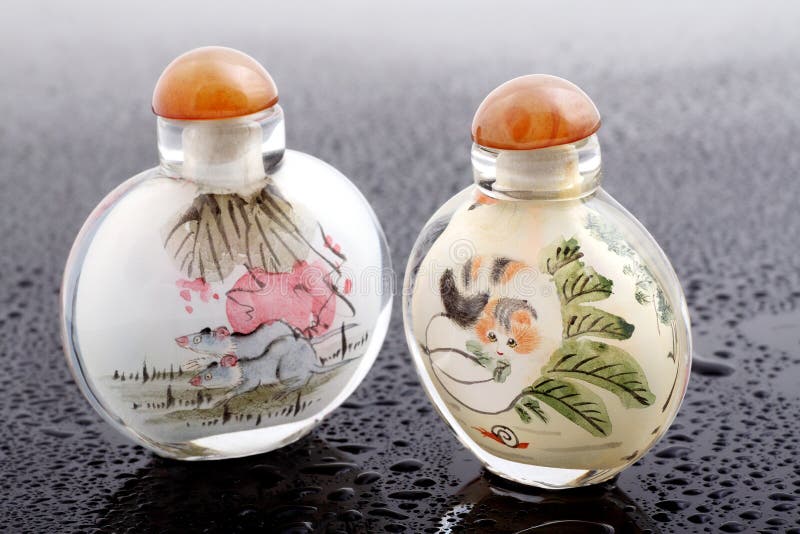 Snuff bottles with inside painting on black.It has more than 100 years of history. Snuff bottles with inside painting on black.It has more than 100 years of history.