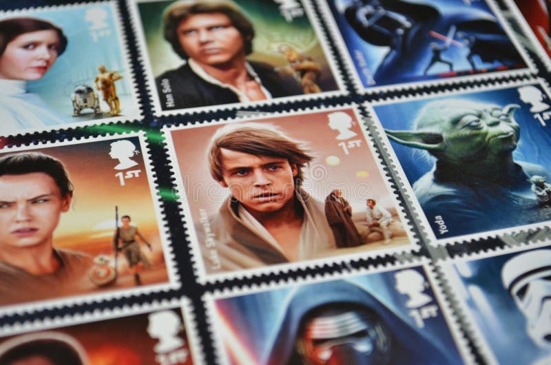 Ταχυδρομικός κινηματογράφος του Star Wars γραμματοσήμων συλλογής στοκ φωτογραφία με δικαίωμα ελεύθερης χρήσης Ταχυδρομικός κινηματογράφος του Star Wars γραμματοσήμων συλλογής στοκ φωτογραφία με δικαίωμα ελεύθερης χρήσης