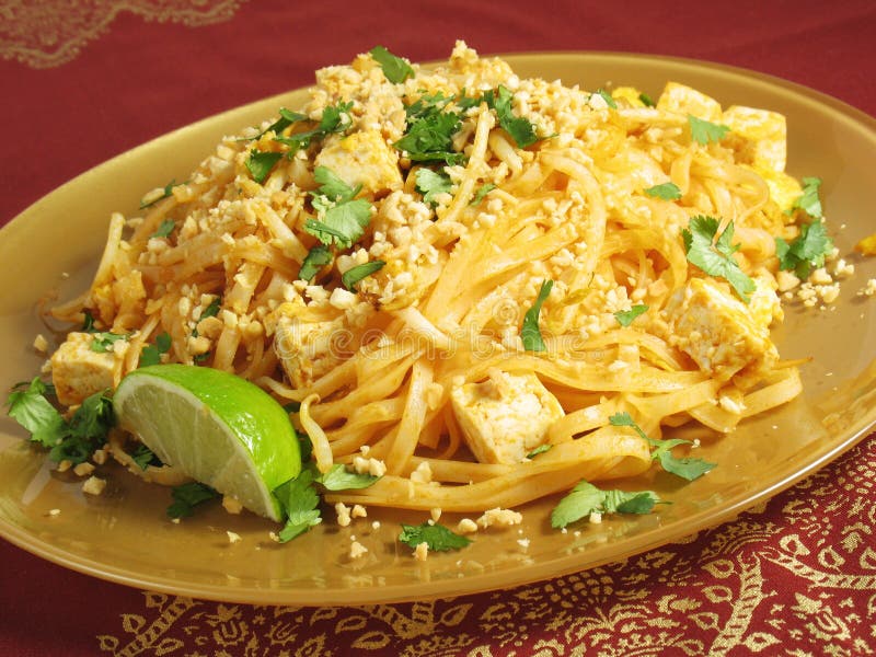 Pad Thai with tofu, a popular Thai noodle dish. Pad Thai with tofu, a popular Thai noodle dish.