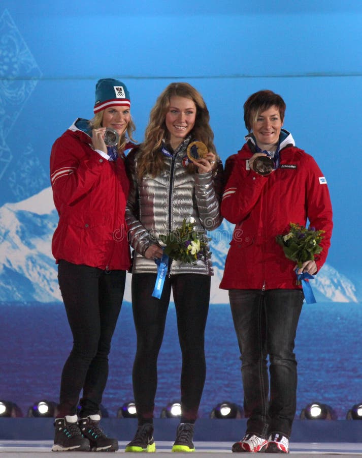 Τελετή μεταλλίων alpine skiing slalom στοκ εικόνες με δικαίωμα ελεύθερης χρήσης Τελετή μεταλλίων alpine skiing slalom στοκ εικόνες με δικαίωμα ελεύθερης χρήσης