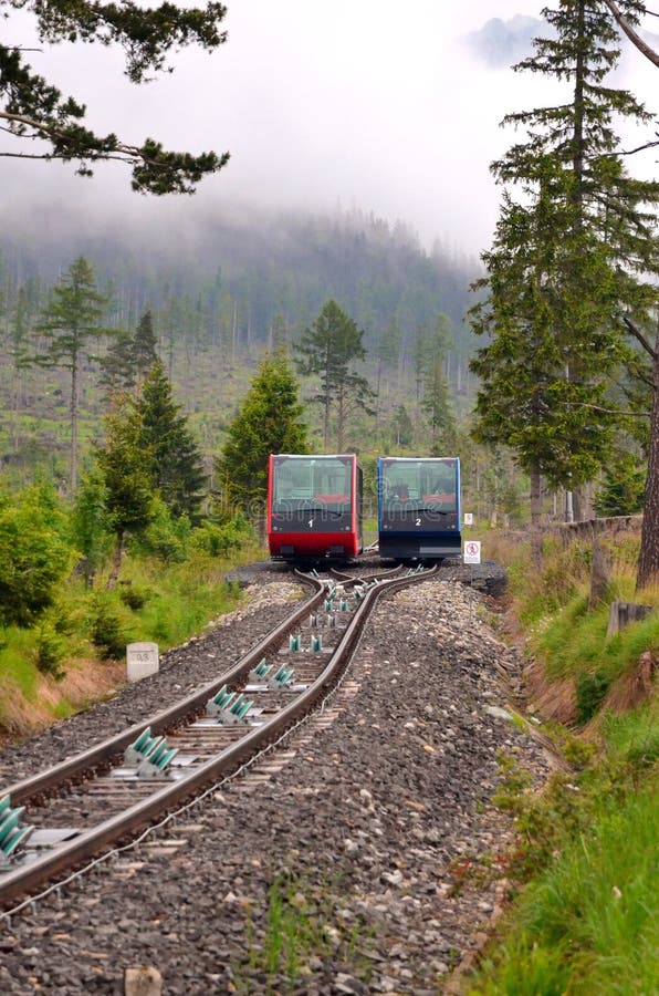Τελεφερίκ σιδηρόδρομος στα υψηλά βουνά Tatras στη Σλοβακία στοκ εικόνες Τελεφερίκ σιδηρόδρομος στα υψηλά βουνά Tatras στη Σλοβακία στοκ εικόνες