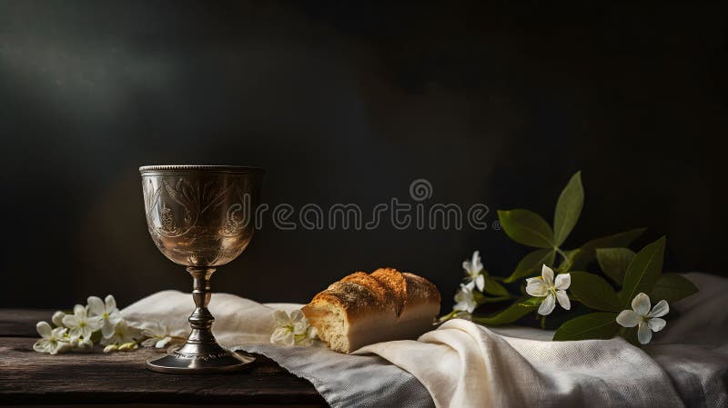 Taking communion concept - the wine and the bread symbols of Jesus Christ blood and body. Easter Passover and Lord Supper concept. Taking communion concept - the wine and the bread symbols of Jesus Christ blood and body. Easter Passover and Lord Supper concept