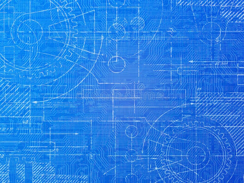 Technical blueprint electronics and mechanical background illustration. Technical blueprint electronics and mechanical background illustration