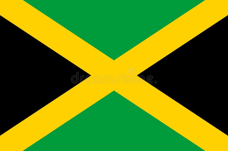 Jamaican national flag, official flag of Jamaica accurate colors, true color. Jamaican national flag, official flag of Jamaica accurate colors, true color