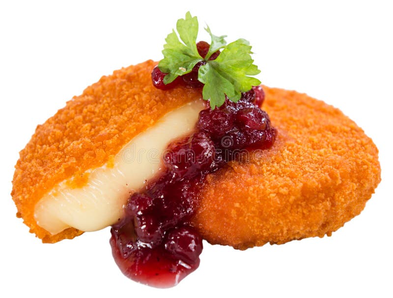 Τηγανισμένο Camembert που απομονώνεται στο λευκό στοκ φωτογραφία με δικαίωμα ελεύθερης χρήσης