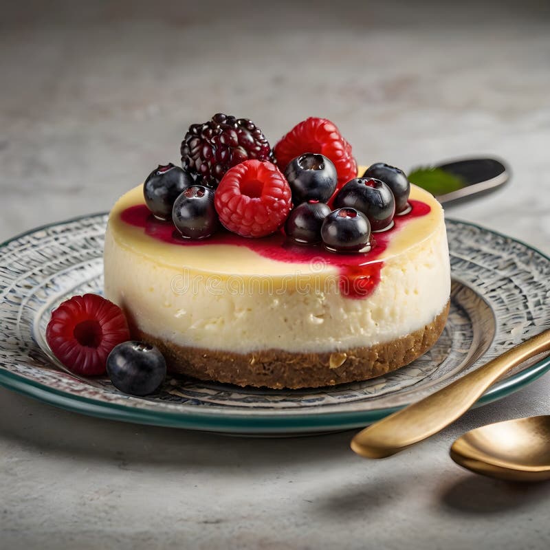 Το BerryKiss Ευχαριστεί μια μικροσκοπική συμφωνία cheesecake σε απαλό φως στοκ εικόνες