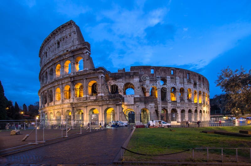 The Coloseum of Rome seen at night from Piazza del Colosseo. The Coloseum of Rome seen at night from Piazza del Colosseo