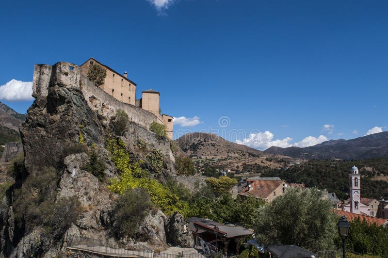 Το Corte, ακρόπολη, εσκαρφάλωσε, Κορσική, Κορσική, ΚΑΠ Κορσική, η ανώτερη Κορσική, Γαλλία, Ευρώπη στοκ εικόνες
