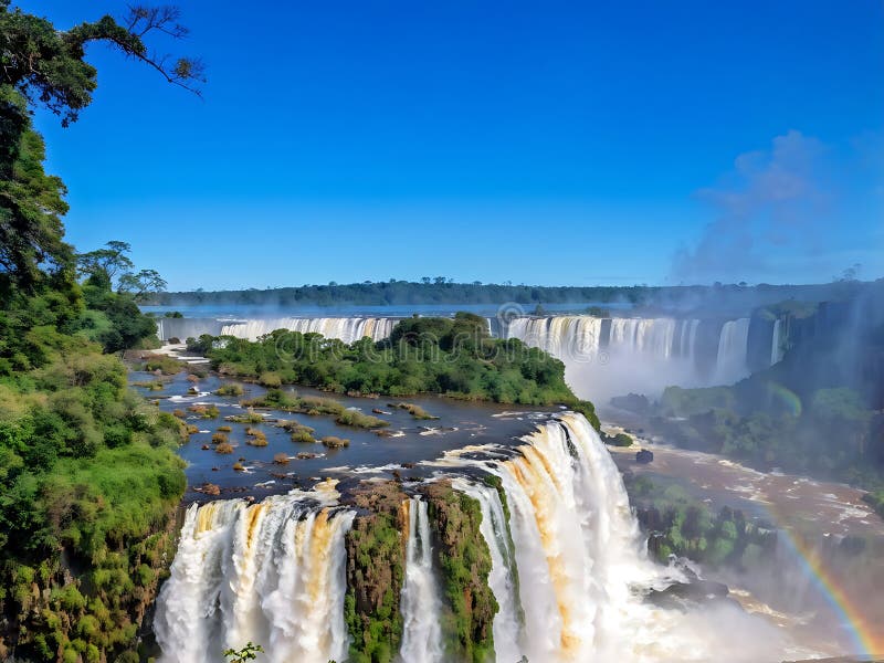 Το Iguazu Πέφτει Σε Ένα Μεγαλοπρεπές Τοπίο Καταρράκτη ελεύθερη απεικόνιση δικαιώματος