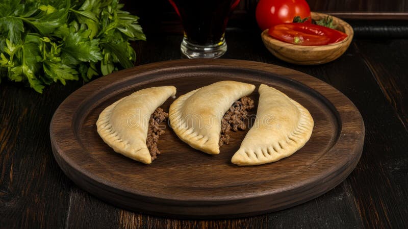 Το Savory Beef Kubbe είναι ένα πεντανόστιμο ζαχαροπλαστείο της Μέσης Ανατολής στοκ εικόνα