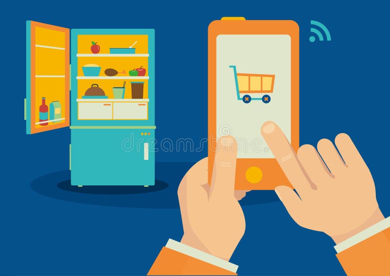Το Smartphone έλεγξε την ασύρματη απεικόνιση ψυγείων ελεύθερη απεικόνιση δικαιώματος Το Smartphone έλεγξε την ασύρματη απεικόνιση ψυγείων ελεύθερη απεικόνιση δικαιώματος