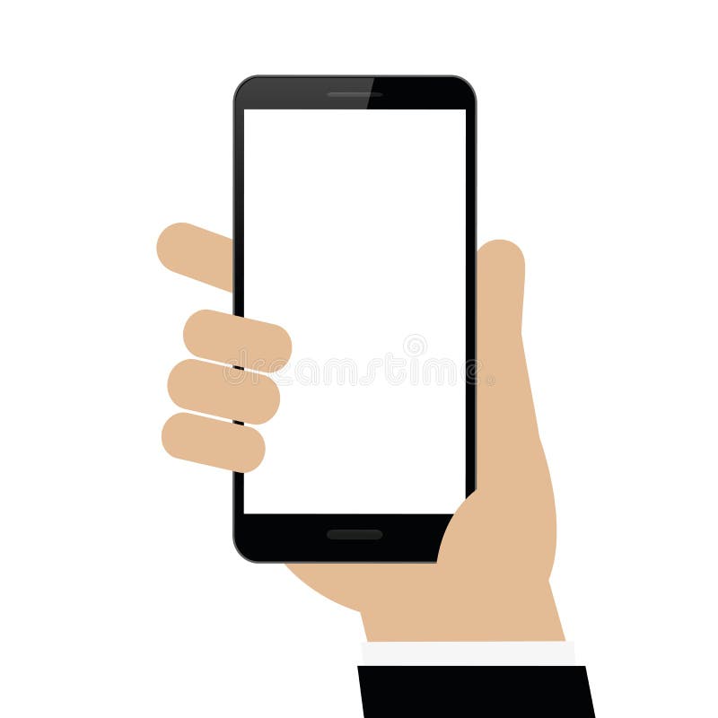 Το αρσενικό χέρι κρατά ένα μαύρο smartphone απομονωμένο στο άσπρο υπόβαθρο διανυσματική απεικόνιση Το αρσενικό χέρι κρατά ένα μαύρο smartphone απομονωμένο στο άσπρο υπόβαθρο διανυσματική απεικόνιση