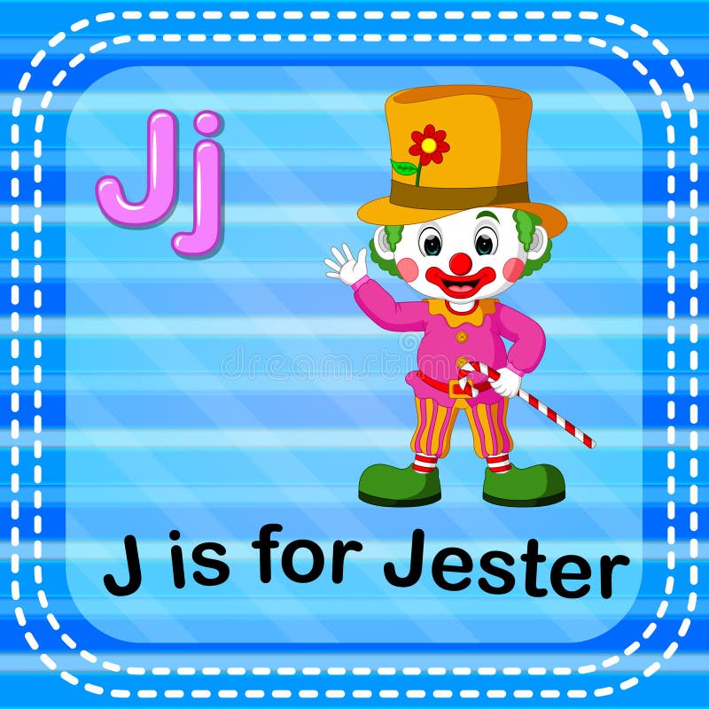 Το γράμμα J Flashcard είναι για jester διανυσματική απεικόνιση Το γράμμα J Flashcard είναι για jester διανυσματική απεικόνιση