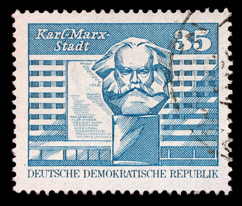 A stamp printed in GDR shows image of Chemnitz known from 1953 to 1990 as Karl-Marx-Stadt is the third-largest city of the Free State of Saxony, Germany, circa 1980. A stamp printed in GDR shows image of Chemnitz known from 1953 to 1990 as Karl-Marx-Stadt is the third-largest city of the Free State of Saxony, Germany, circa 1980.