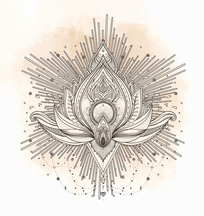 Το διανυσματικό διακοσμητικό λουλούδι Lotus, εθνική τέχνη, διαμόρφωσε το ινδικό pai στοκ εικόνες