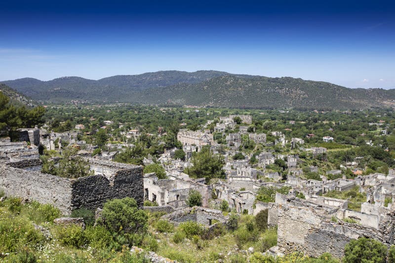 Το εγκαταλειμμένο ελληνικό χωριό Kayakoy, Fethiye, Τουρκία Πόλη-φάντασμα Kayakoy