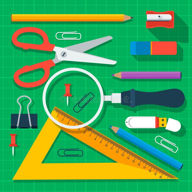 Colorful school supplies, vector Eps10 illustration. Colorful school supplies, vector Eps10 illustration.