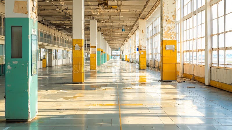 Το ηλιακό φως της ομορφιάς σε εγκαταλελειμμένο εργοστάσιο ελεύθερη απεικόνιση δικαιώματος