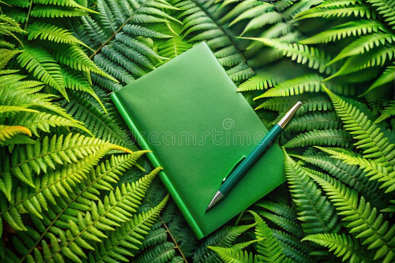 Το κομψό πράσινο επιστολόχαρτο με το Lush Fern αφήνει μια ειρηνική δημιουργική έμπνευση χώρου εργασίας για παραγωγικότητα και ελεύθερη απεικόνιση δικαιώματος