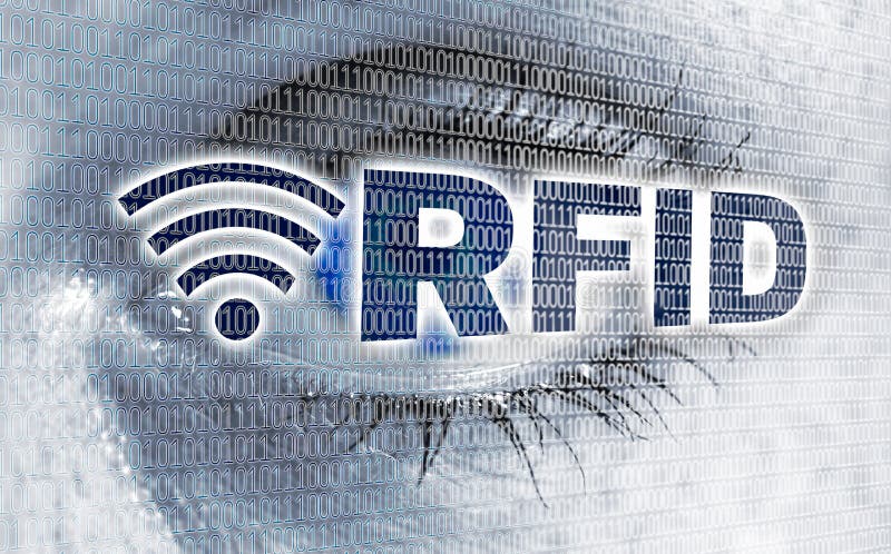 Το μάτι RFID με τη μήτρα εξετάζει την έννοια θεατών στοκ εικόνες Το μάτι RFID με τη μήτρα εξετάζει την έννοια θεατών στοκ εικόνες