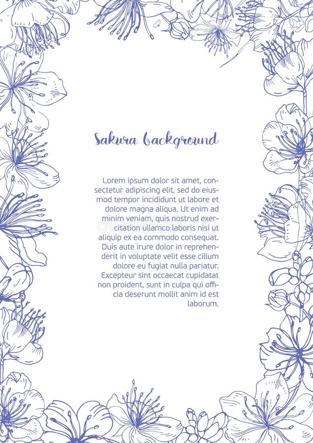 Το μονοχρωματικό υπόβαθρο με το floral πλαίσιο αποτελέσθηκε από τα όμορφους ανθίζοντας λουλούδια και τους οφθαλμούς του ιαπωνικού διανυσματική απεικόνιση Το μονοχρωματικό υπόβαθρο με το floral πλαίσιο αποτελέσθηκε από τα όμορφους ανθίζοντας λουλούδια και τους οφθαλμούς του ιαπωνικού διανυσματική απεικόνιση