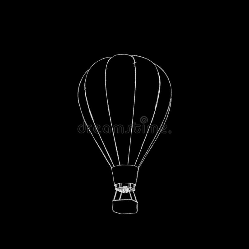 Hot air balloon. Isolated on black background. Sketch illustration. Hot air balloon. Isolated on black background. Sketch illustration.