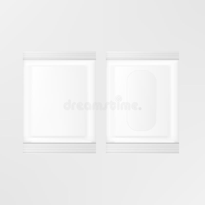 VECTOR PACKAGING: Set of white gray sachet for wipes, toiletries, tissue. Mock-up template ready for design. VECTOR PACKAGING: Set of white gray sachet for wipes, toiletries, tissue. Mock-up template ready for design