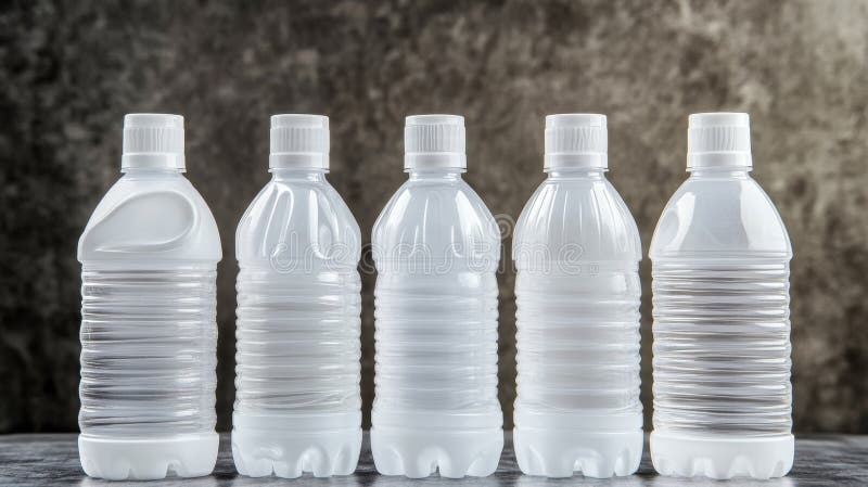 Το τρέχον σετ απομονωμένων λευκών πλαστικών φιαλών προσφέρει ευελιξία στη χρήση και αποθήκευση στοκ εικόνες