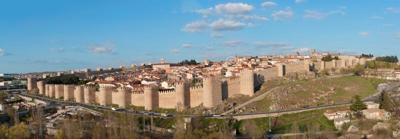 Panoramic view of the walls of avila. Panoramic view of the walls of avila