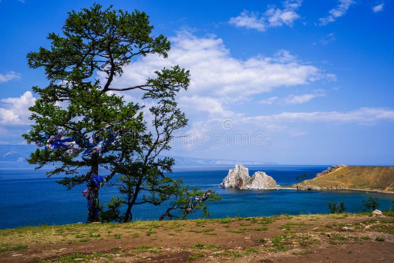 Τοπίο της λίμνης Baikal, νήσος Olkhon, Irkutsk, Σιβηρία, Ρωσία όμορφες προβολές στοκ εικόνες με δικαίωμα ελεύθερης χρήσης