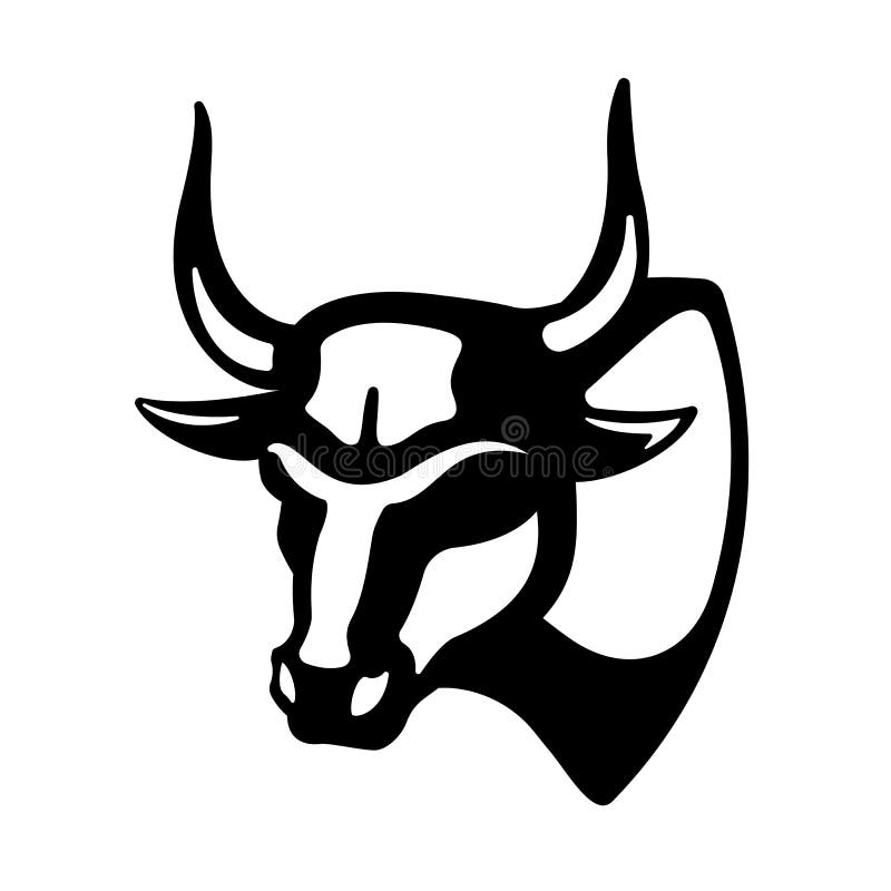 Του Bull επικεφαλής μαύρο επιθετικό αρσενικό εικονιδίων σκιαγραφιών ρεαλιστικό της αγελάδας ελεύθερη απεικόνιση δικαιώματος