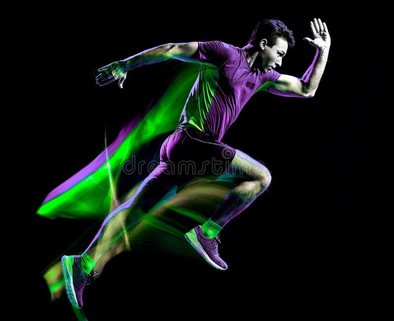 Τρέχοντας jogger jogging φως ατόμων δρομέων που χρωματίζει το μαύρο υπόβαθρο στοκ φωτογραφία με δικαίωμα ελεύθερης χρήσης Τρέχοντας jogger jogging φως ατόμων δρομέων που χρωματίζει το μαύρο υπόβαθρο στοκ φωτογραφία με δικαίωμα ελεύθερης χρήσης