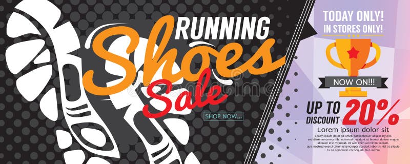 Running Shoes Sale 6250x2500 pixel Banner Vector Illustration. Running Shoes Sale 6250x2500 pixel Banner Vector Illustration.