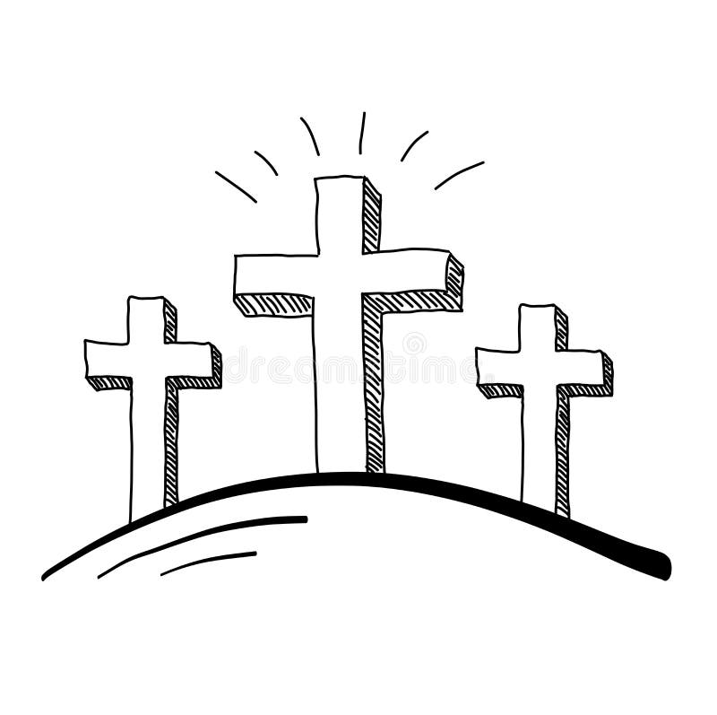 Easter three crosses doodle vector. Easter three crosses doodle vector