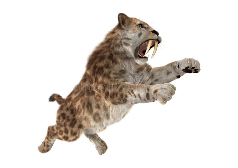 τρισδιάστατη απόδοση Sabertooth Tuger στο λευκό διανυσματική απεικόνιση
