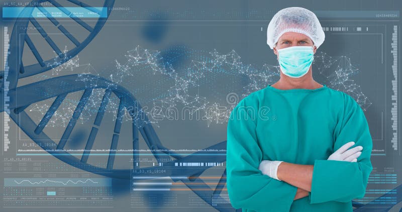 τρισδιάστατη σύνθετη εικόνα του πορτρέτου του βέβαιου αρσενικού χειρούργου στοκ εικόνα με δικαίωμα ελεύθερης χρήσης