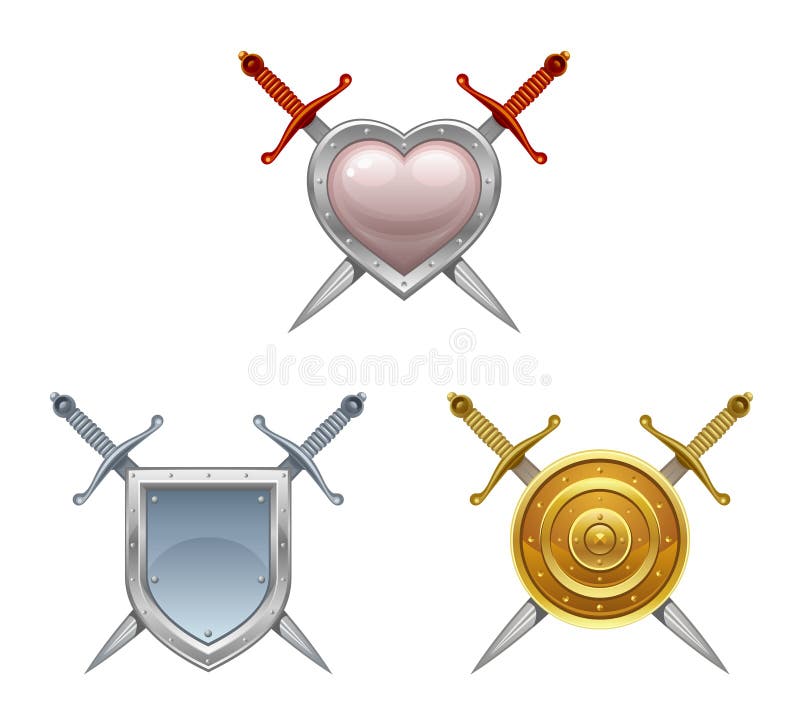 Sword and shield on a white background. Sword and shield on a white background