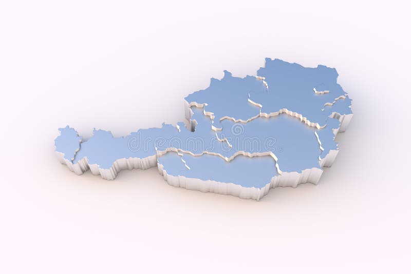 Τρισδιάστατο μέταλλο χαρτών της Αυστρίας με πορεία την κρατικών σταδιακή και ψαλιδίσματος διανυσματική απεικόνιση