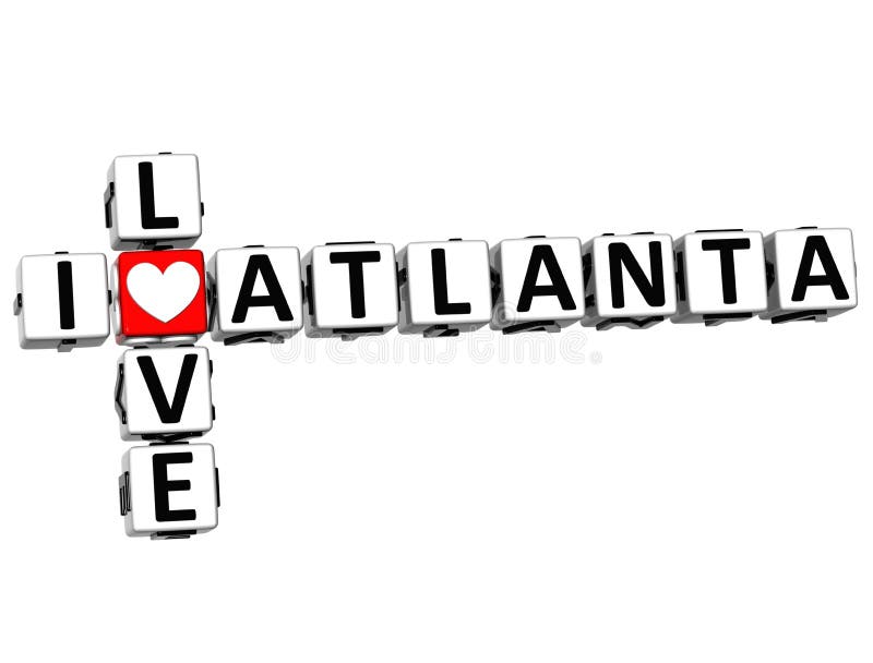 3D I Love Atlanta Crossword on white background. 3D I Love Atlanta Crossword on white background