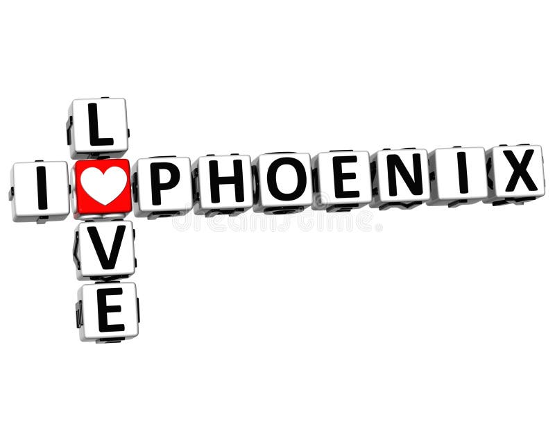3D I Love Phoenix Crossword on white background. 3D I Love Phoenix Crossword on white background