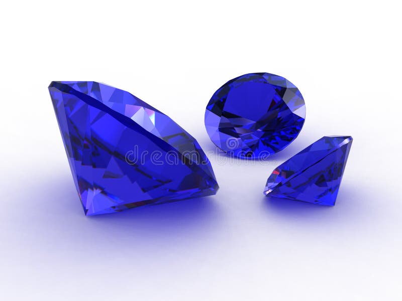 3D Round azure sapphire stones - 3D. 3D Round azure sapphire stones - 3D