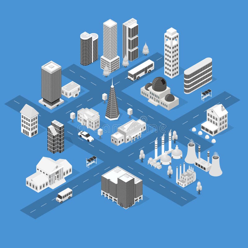 Τρισδιάστατη Isometric άποψη έννοιας χαρτών πόλεων διάνυσμα ελεύθερη απεικόνιση δικαιώματος Τρισδιάστατη Isometric άποψη έννοιας χαρτών πόλεων διάνυσμα ελεύθερη απεικόνιση δικαιώματος