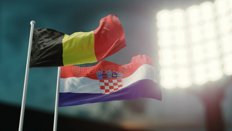 τρισδιάστατη απεικόνιση Δύο εθνικές σημαίες που κυματίζουν στον αέρα Στάδιο νύχτας Πρωτάθλημα 2018 ποδόσφαιρο Βέλγιο εναντίον της διανυσματική απεικόνιση τρισδιάστατη απεικόνιση Δύο εθνικές σημαίες που κυματίζουν στον αέρα Στάδιο νύχτας Πρωτάθλημα 2018 ποδόσφαιρο Βέλγιο εναντίον της διανυσματική απεικόνιση