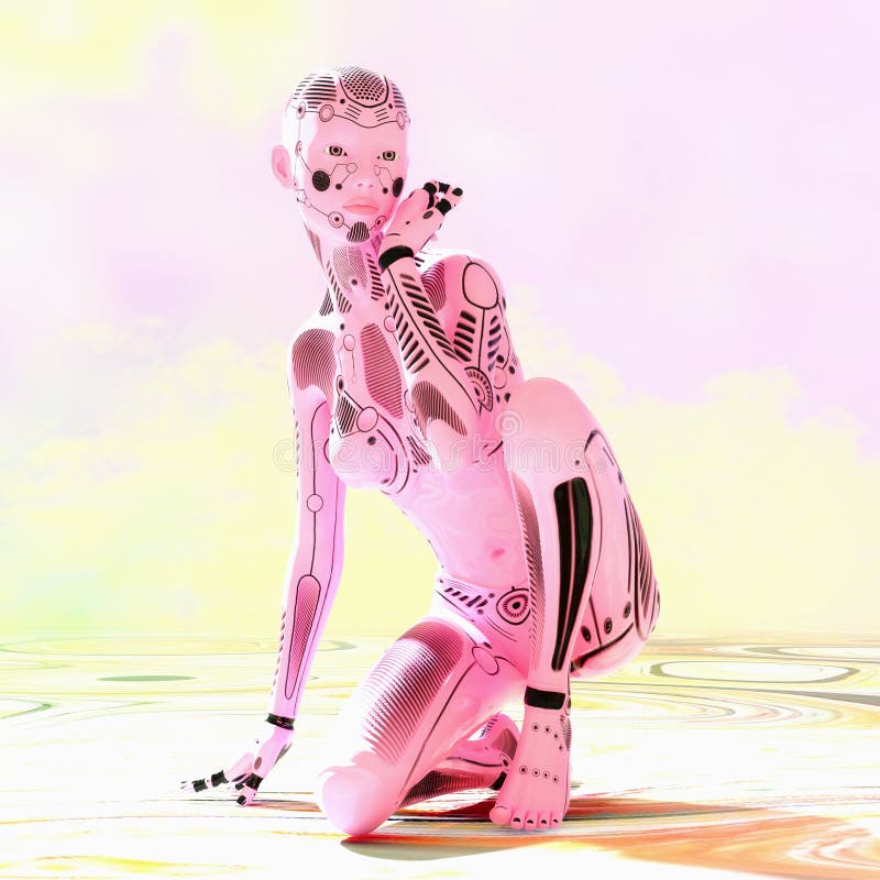τρισδιάστατη απεικόνιση ενός θηλυκού Cyborg απεικόνιση αποθεμάτων