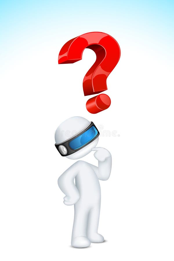 Illustration of scalable thinking 3d man in vector with question mark. Illustration of scalable thinking 3d man in vector with question mark