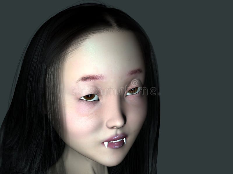 An 3D rendered vampire girl with fangs. An 3D rendered vampire girl with fangs.
