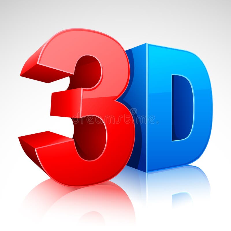 Illustration of 3D word written in red and blue color. Illustration of 3D word written in red and blue color